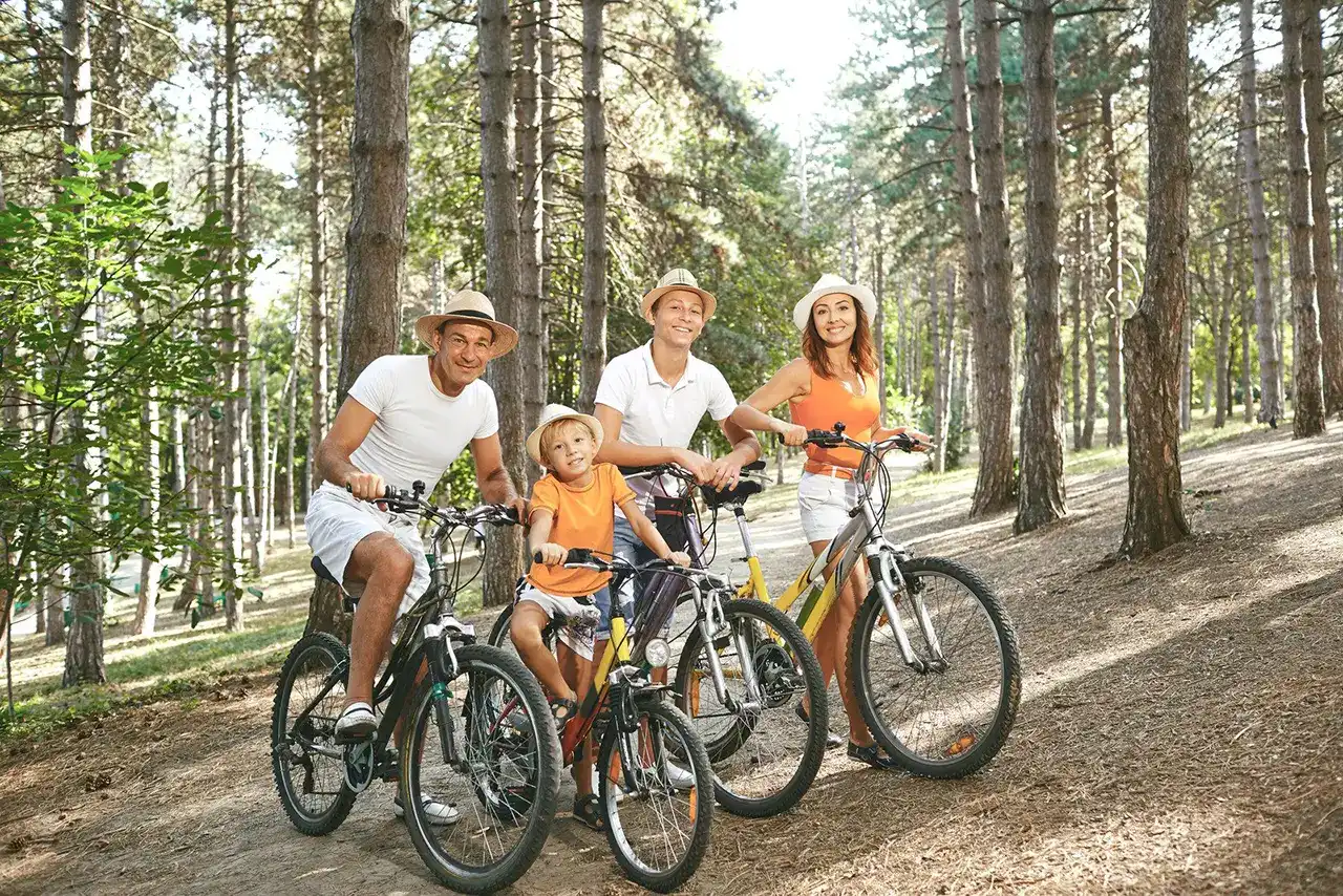 Happy Family on Bicycles