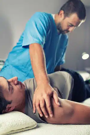 Doctor did an chiropractic care adjustment to a patient