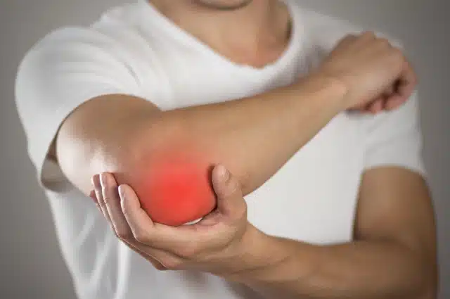 A man with an elbow pain
