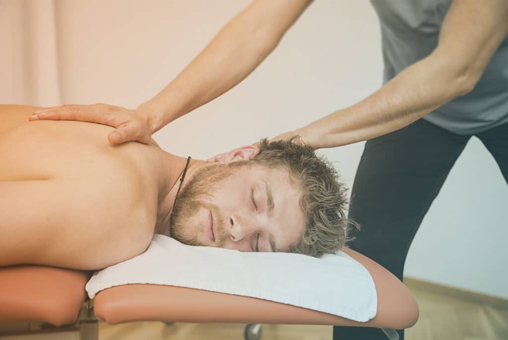 Relaxing massage therapy session helping calm the nervous system and reduce stress.